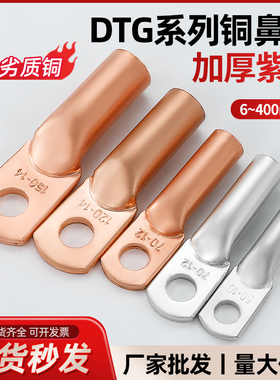 国标管压鼻DTG-16/25/35/50/70平方线耳铜鼻子紫铜镀锡接线端子