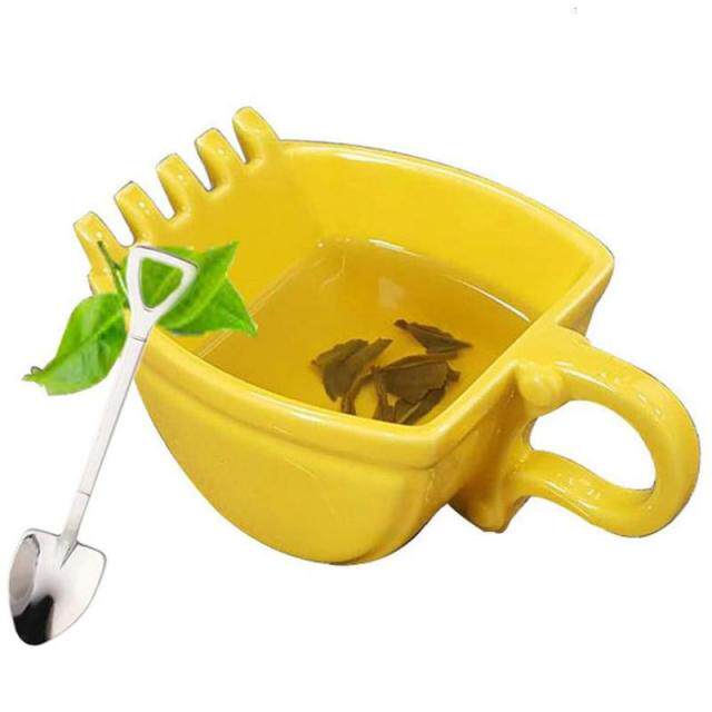 3d yellow excavator bucket model cafe plastic coffee mug wit