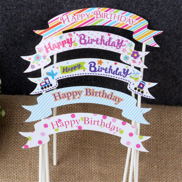 10pcs cartoon eco-friendly paper dot cake topper happy birth