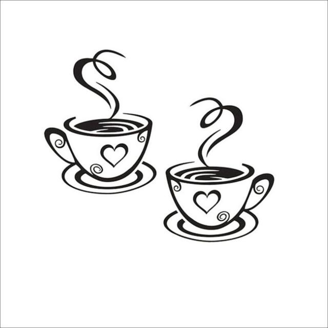 31x19cm double coffee cups strong wall stickers beautiful de