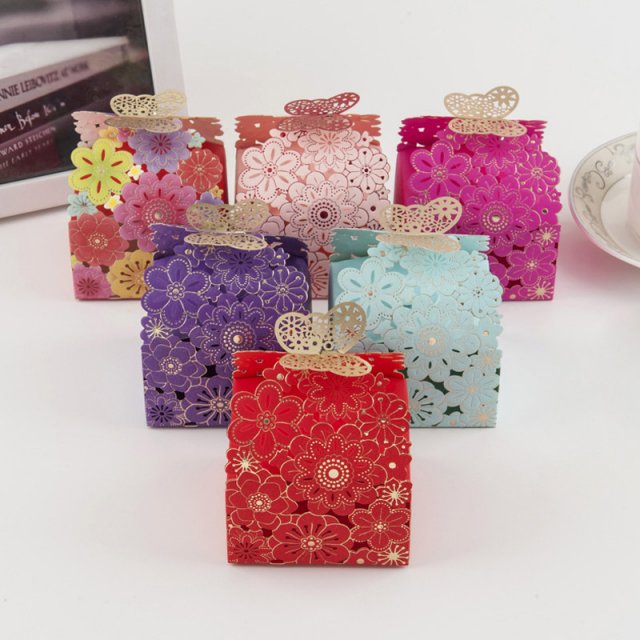 10pcs paper candy box hollow butterfly design european style