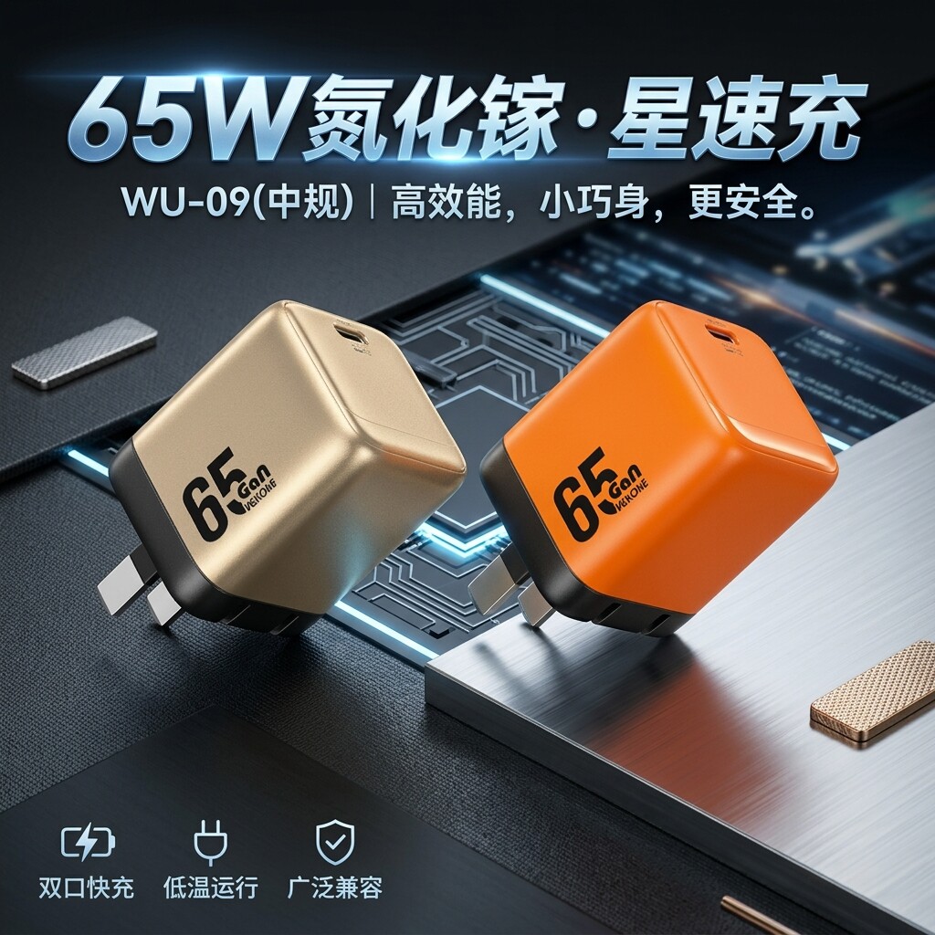 WEKOME65W氮化镓欧英快充充电器图片