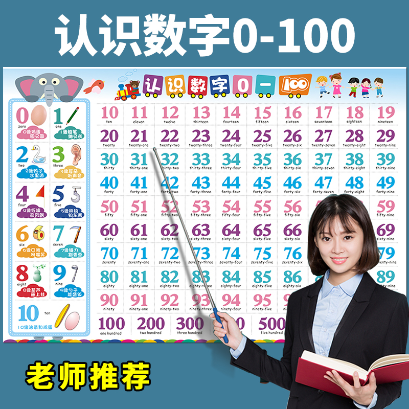 认识数字0-100挂图早教启蒙教具