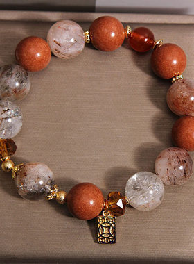 新中式松塔合香珠手链女轻奢小众招财转运黑金超七高级感多宝手串