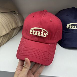 韩国小众emis徐璐迪丽热巴同款潮牌软顶帽子男女字母棒球帽鸭舌帽