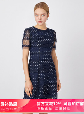 MYHALF/曼哈芙赫本风波点裙洋气时尚减龄小个子波点网纱连衣裙女