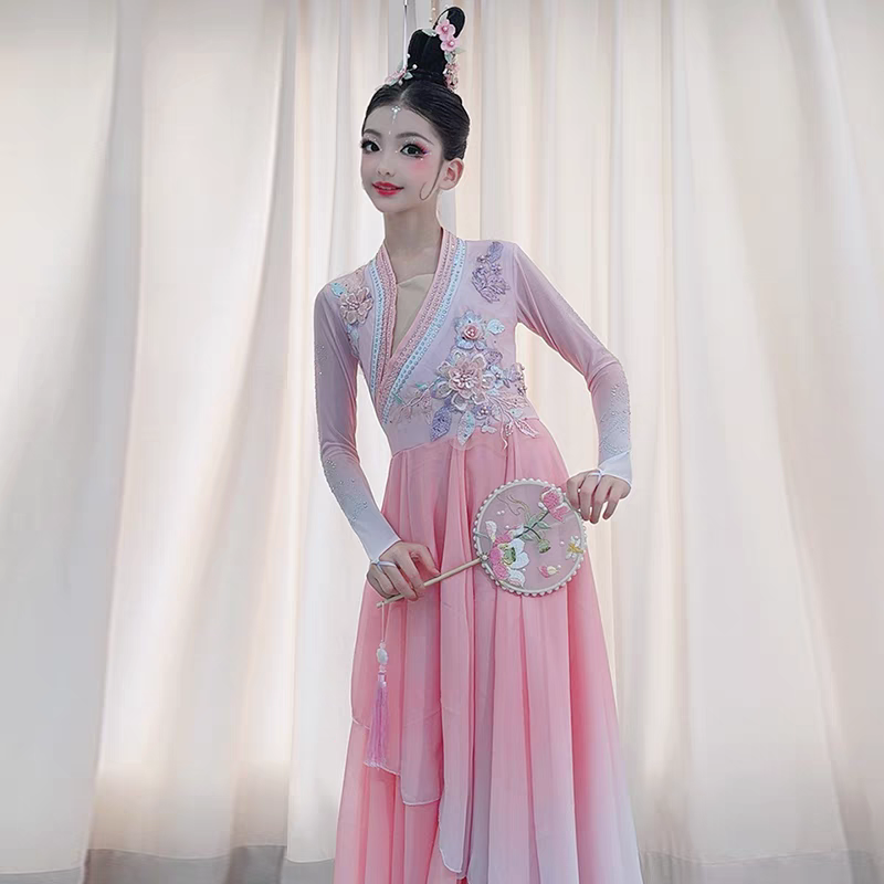 儿童少儿古典舞舞蹈演出服女童艺考独舞剧目中国舞飘逸仙气大摆裙
