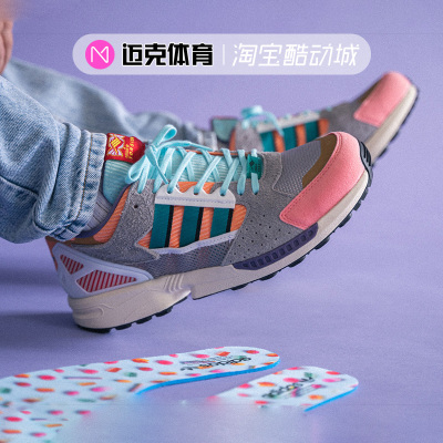麂皮拼接糖果休闲跑鞋Adidas