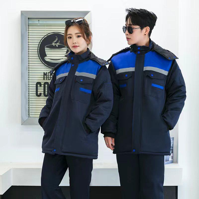 冬工作服男女棉服加厚耐磨反光条