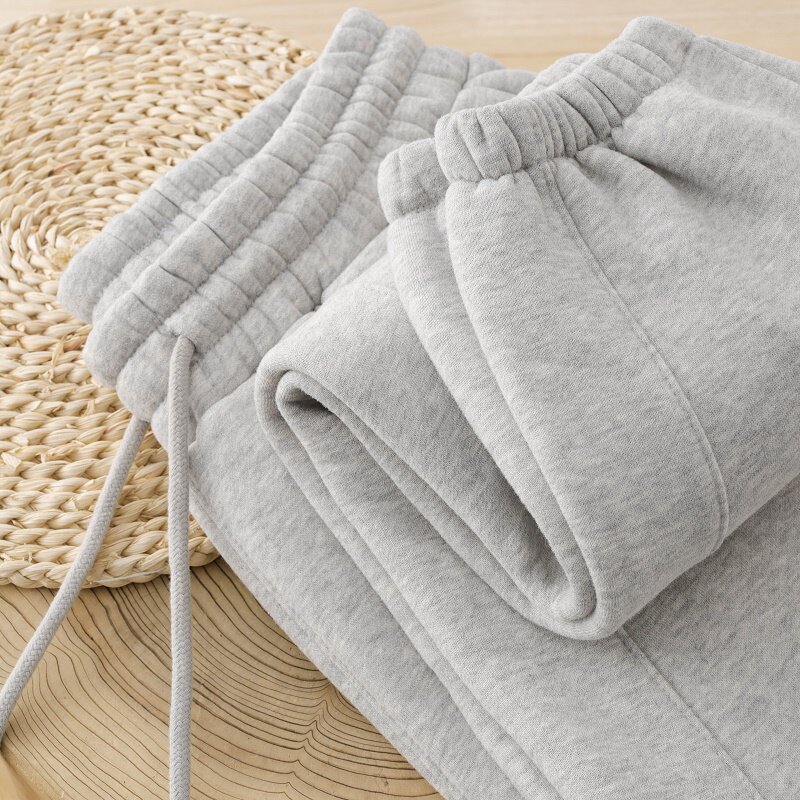 BASIC VERSATILE ONE FOR EVERYONE  FLOWER GRAY VELVET SWEATPANTS WOMENS WINTER THICKENED CASUAL LEGGINGS SWEATPANTS MEN