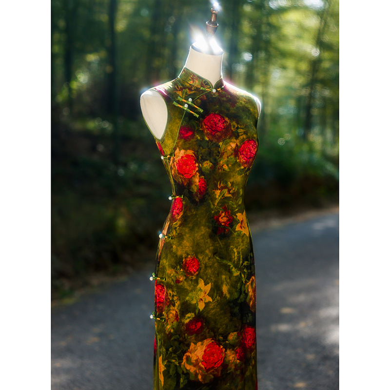 港风无袖旗袍高档绝美女新中式