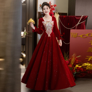 高级感新娘结婚订婚回门礼服裙女 显瘦2025新款 大码 敬酒服胖mm修身