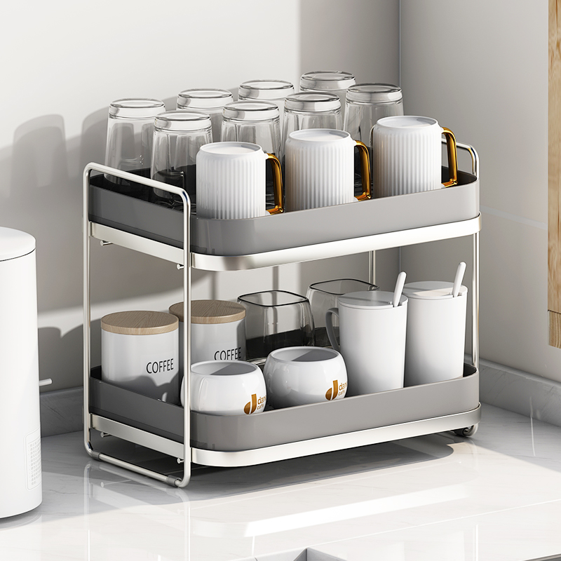 不锈钢杯架置物架水杯茶杯茶具杯子收纳架桌面双层托盘家用沥水盒,家庭/个人清洁工具,杯架,淘宝优惠券,粉丝福利购,淘宝优惠卷
