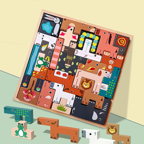 俄罗斯方块积木卡通动物拼图