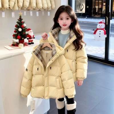女童新款棉服冬季加厚2025新款超好看连帽棉衣中大童女孩冬装棉袄