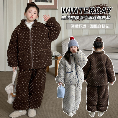 女童睡衣套装2026冬装新款大童加绒加厚儿童保暖珊瑚绒女孩家居服