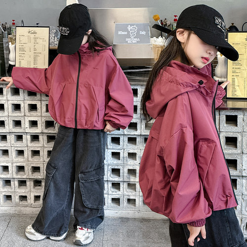 女童冲锋衣运动连帽上衣潮