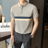 夏季新款潮牌拼接男士polo衫短袖修身半袖t恤白A312-371P58，男装T恤，电商B285