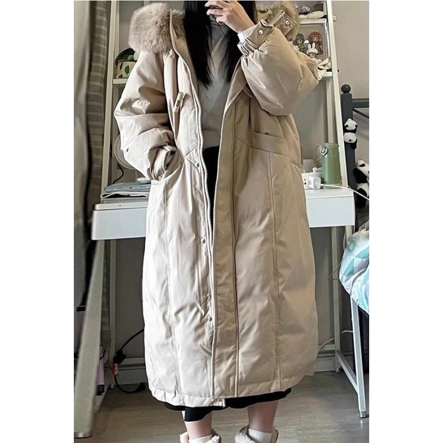 超厚极寒棉服加大码300斤连帽棉衣棉服女冬季胖mm宽松过膝加绒加