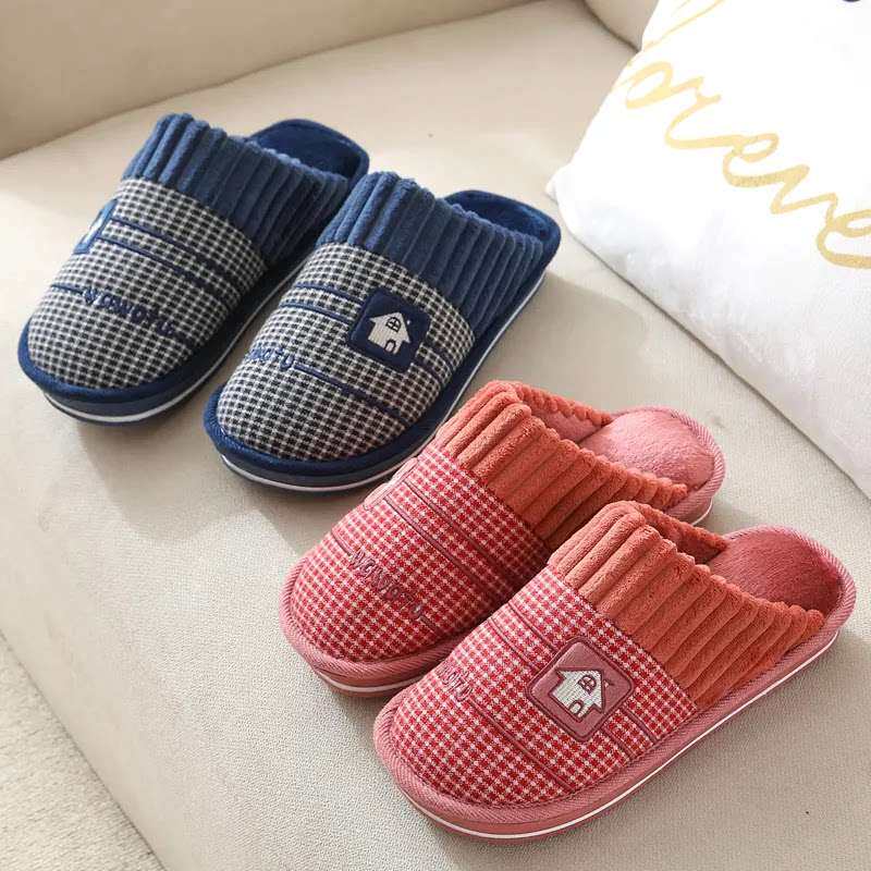 加厚保暖棉拖鞋新款秋冬季东北家居室内防滑一脚蹬超便捷情侣百搭