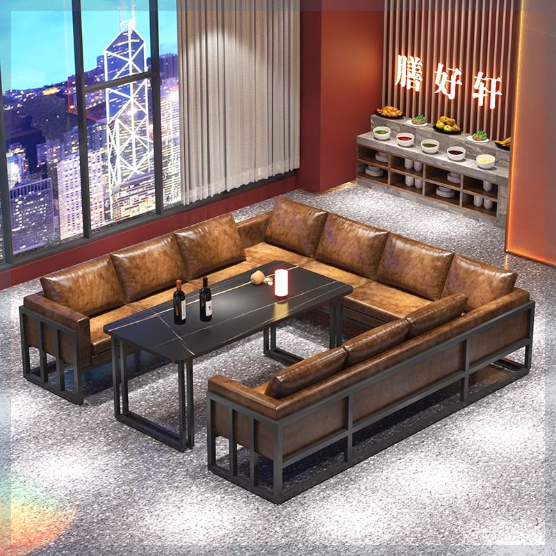 卡座沙发U型组合酒吧桌椅咖啡厅餐厅商用餐桌L型会所烧烤店工业风