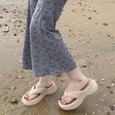 沙滩厚底人字拖鞋女夏外穿海边夹脚防滑防臭eva凉拖网红2025新款