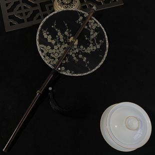 古典舞团扇高级感扇子舞蹈专用成人仿宋腰扇紫竹短柄可卷古风精致