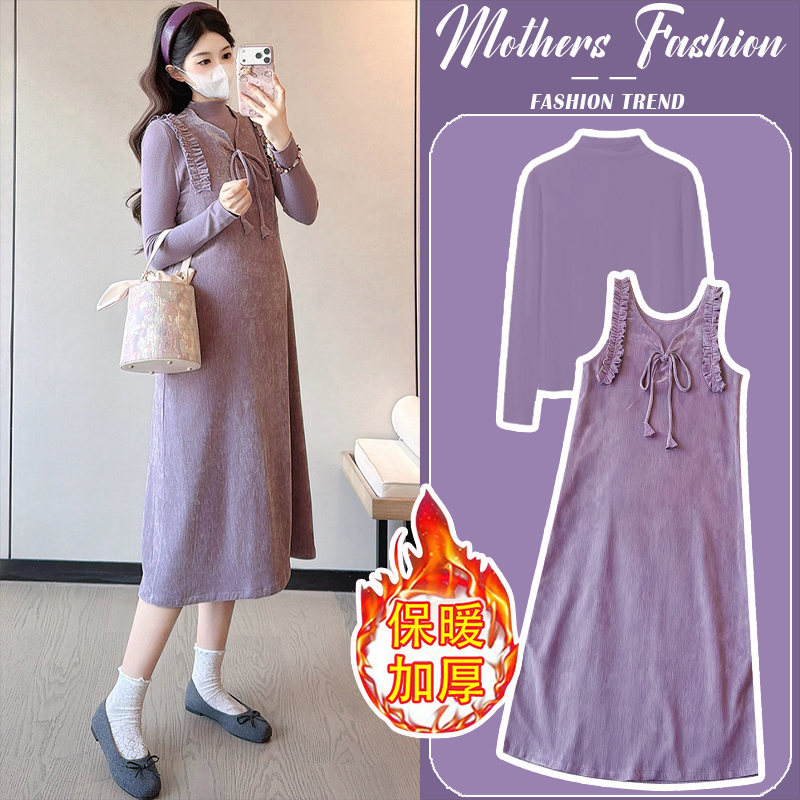 孕妇连衣裙套装秋冬2025新款韩版