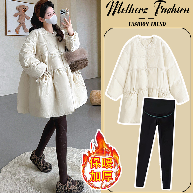 孕妇杏色套装秋冬2025新款