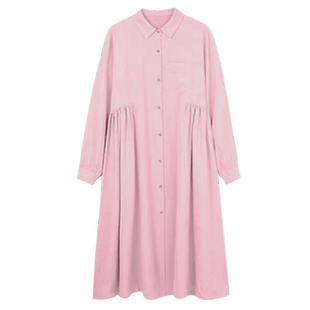 孕妇连衣裙时尚辣妈粉色中长款宽松遮肚减龄2026新款春秋衬衣裙女