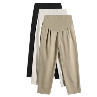 孕妇裤子外穿2026新款日系宽松春夏托腹直筒萝卜哈伦裤九分休闲女