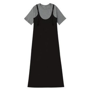 孕妇连衣裙套装夏薄款短袖上衣韩版宽松显瘦背带裙2026新款两件套