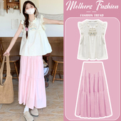 飞飞袖 孕妇连衣裙套装 国风薄款 新中式 上衣半身裙两件套 夏2026新款