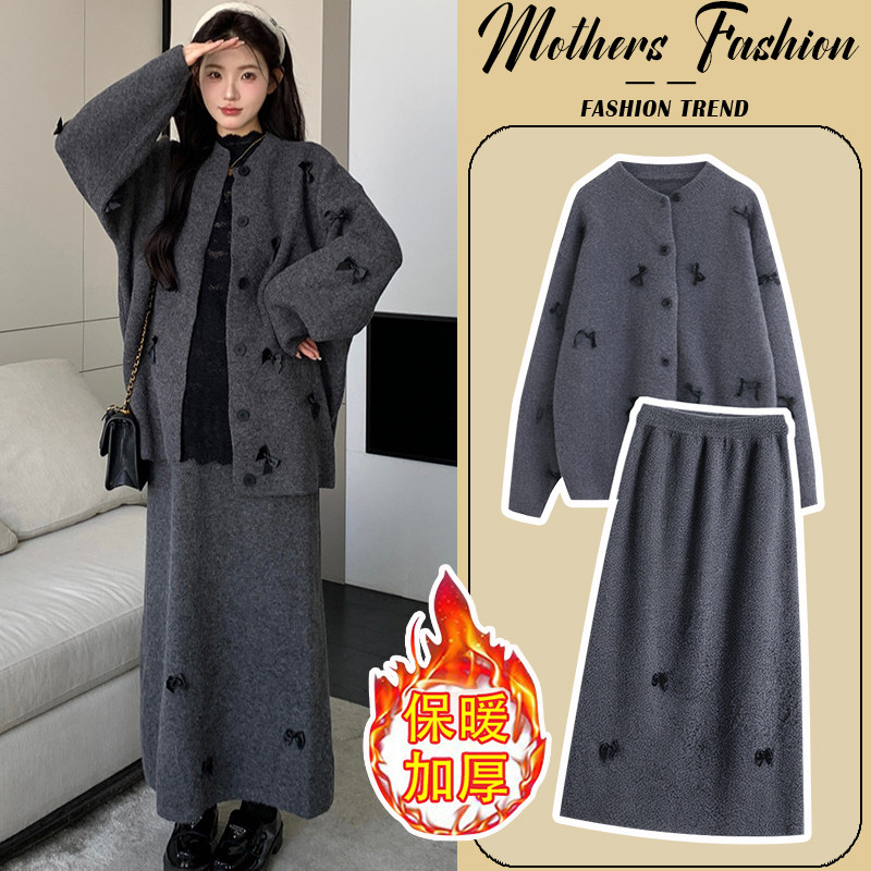 孕妇连衣裙套装秋冬2025新款