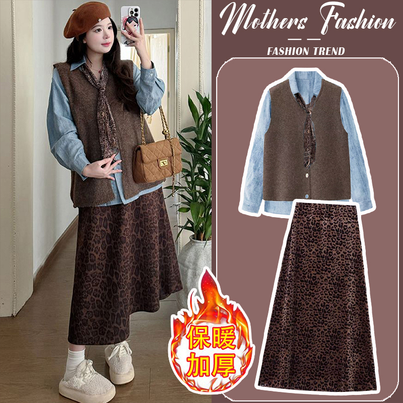 孕妇连衣裙套装秋冬2025新款