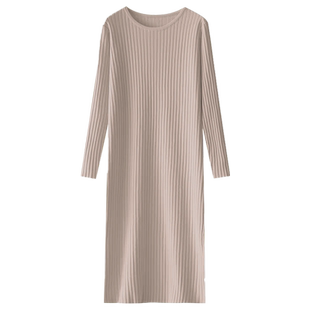 孕妇连衣裙秋冬2025新款宽松圆领长袖针织内搭打底毛衣裙中长款女