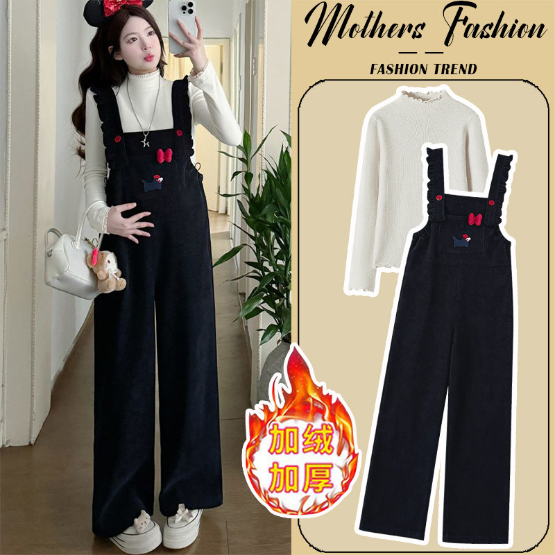 孕妇套装秋冬2026新款韩版孕期穿搭加绒加厚背带裤打底衫两件套,孕妇装/孕产妇用品/营养,连衣裙,淘宝优惠券,粉丝福利购,淘宝优惠卷