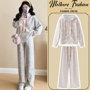 2025新款 子甜美减龄加厚两件套秋冬季 韩版 连帽卫衣裤 时尚 孕妇套装
