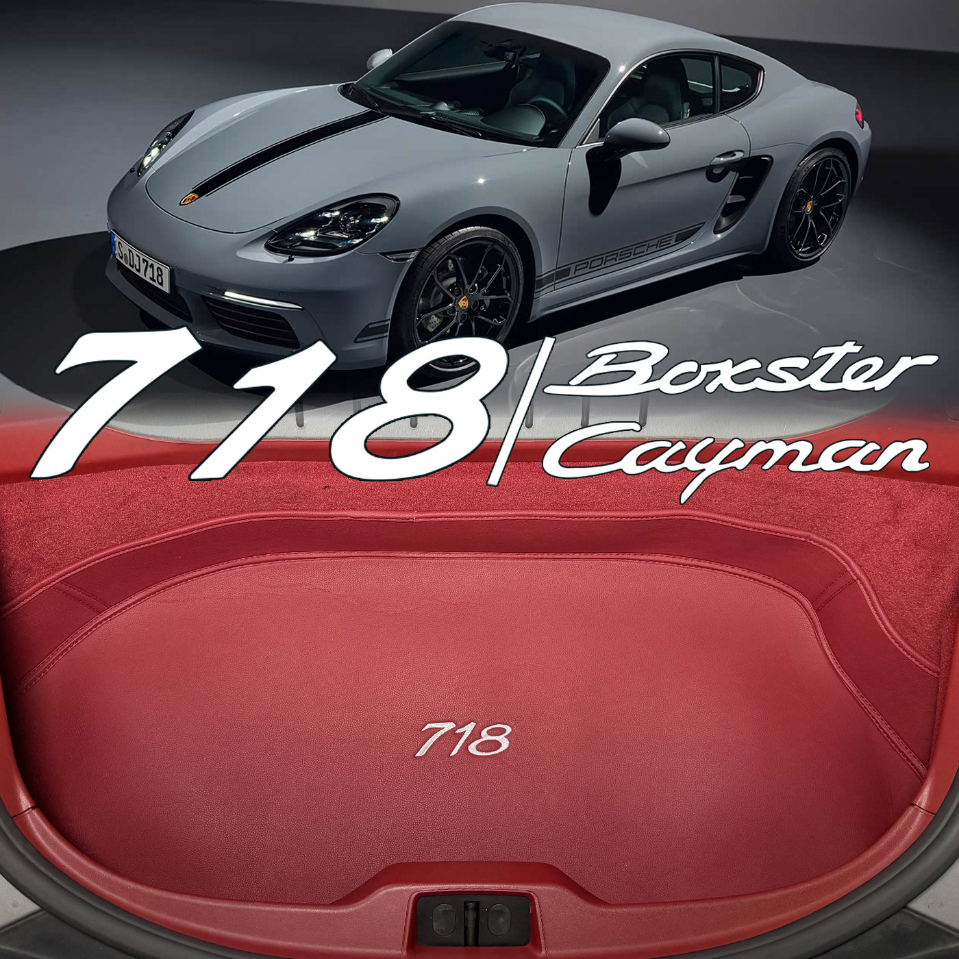 适配保时捷718后备箱垫boxster博克斯特cayman卡曼3D立体前备箱垫