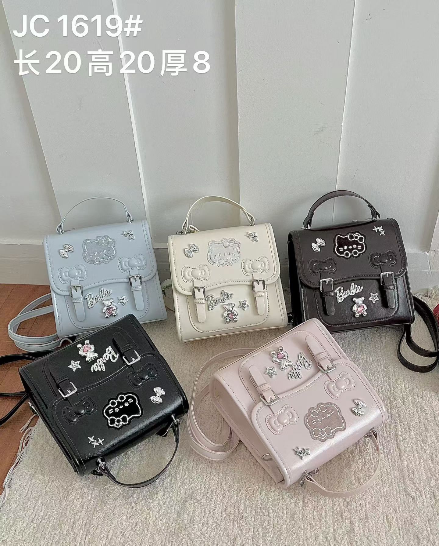甜酷风少女心双肩背包可爱kt猫儿童手提斜挎包学生高颜值质感潮流