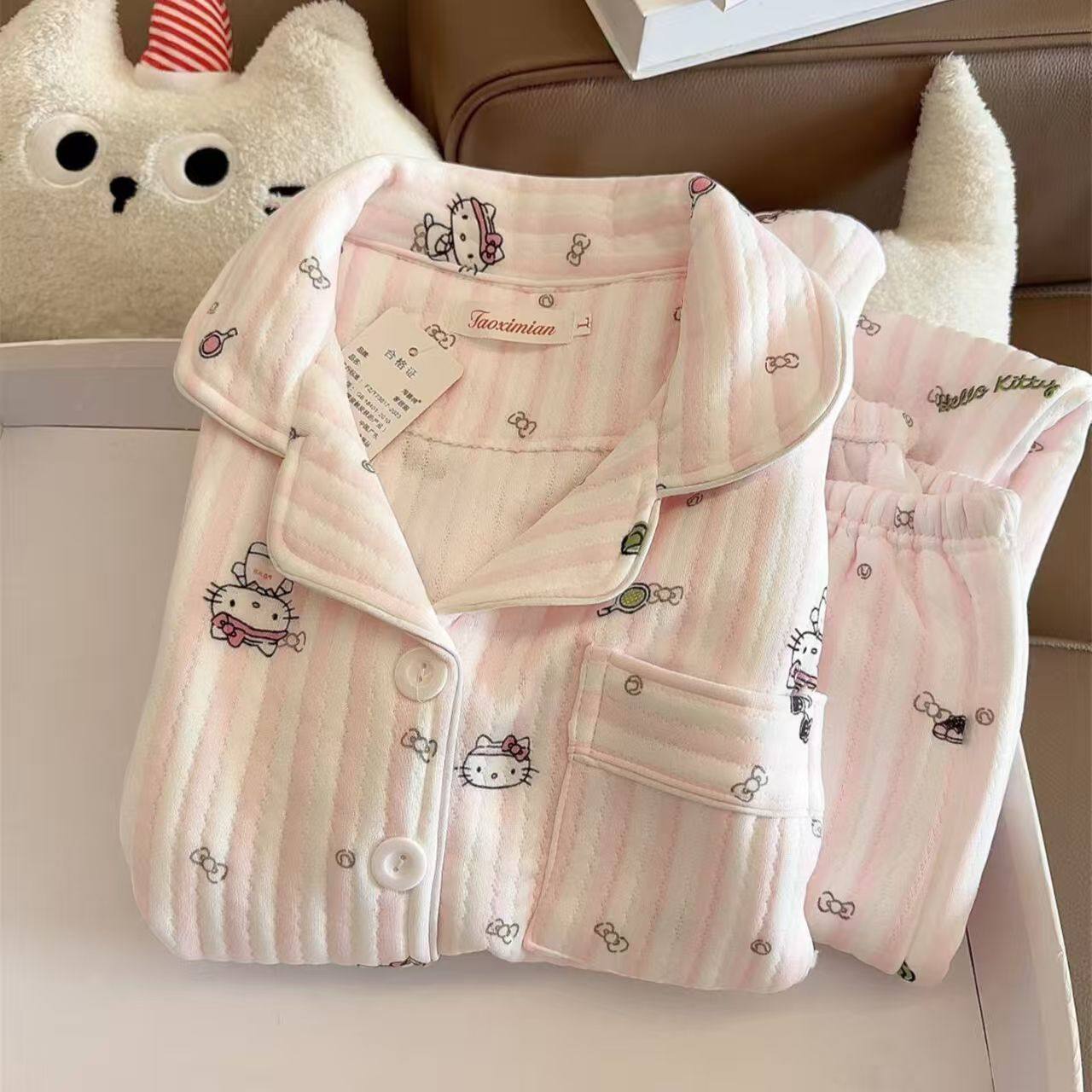 日系甜美卡通睡衣秋冬季空气夹层保暖长袖长裤家居服两件套,女士内衣/男士内衣/家居服,睡袍/浴袍,淘宝优惠券,粉丝福利购,淘宝优惠卷