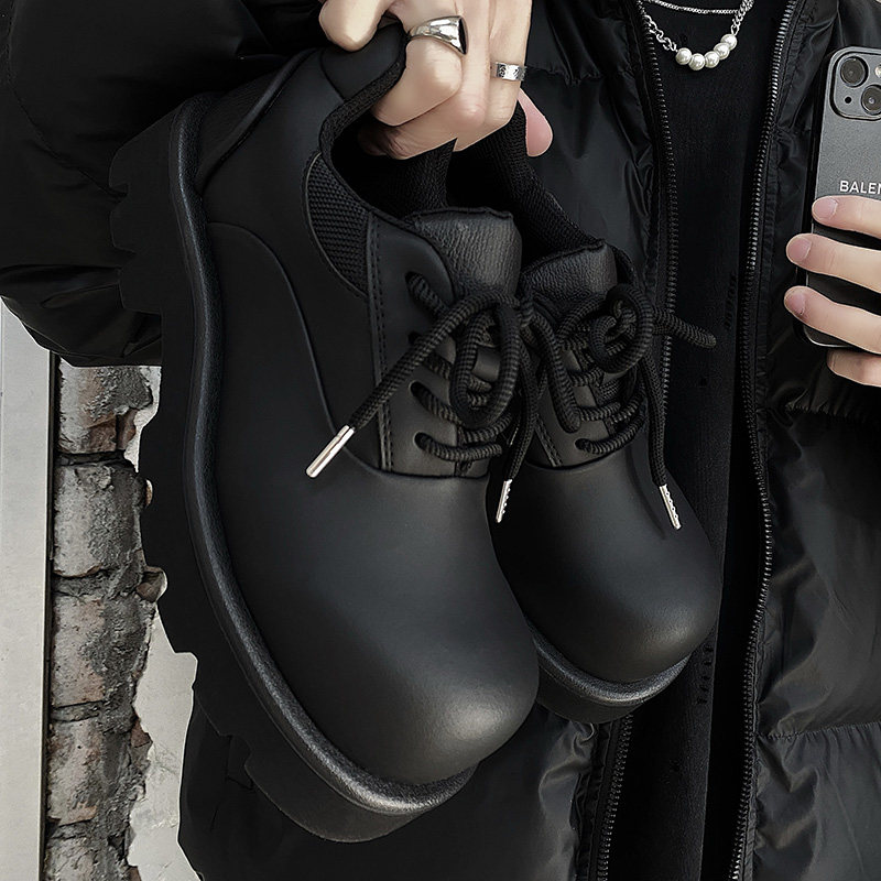 二十五点运动德比皮鞋男休闲哑光暗黑厚底增高大头通勤cleanfit潮