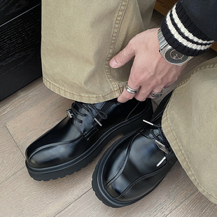 二十五点 小众圆头结构设计真皮德比鞋男通勤增高百搭休闲皮鞋