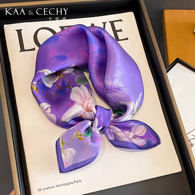 KAACECHY真丝丝巾女新款高档气质百搭送妈妈紫色桑蚕丝小方巾领巾,服饰配件/皮带/帽子/围巾,围巾/丝巾/披肩,淘宝优惠券,粉丝福利购,淘宝优惠卷