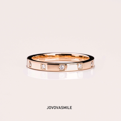 18k戒圈戒环搭配主戒镶嵌莫桑可定制培育钻戒指求婚戒礼物