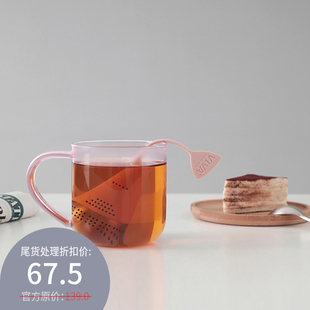 VIVA极简彩色玻璃杯水杯耐热茶杯带把高温马克杯轻奢办公室食品级