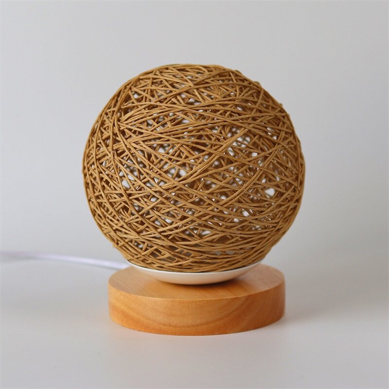 做个东西 diy材料包原创手工自制藤球灯 usb接口供电实木台灯配件