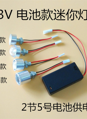 3vled灯泡灯珠电池夜灯灯笼DIY无线3w手工小彩灯迷你小灯泡带开关