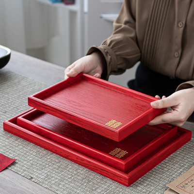 中式风木质婚庆用品托盘