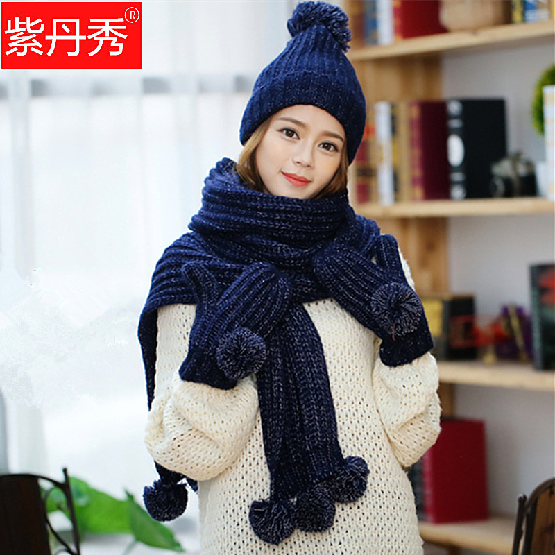 winter lady Wool hat scarf glove Three suits thickening winter keep warm Korean Edition fashion Hair ballin the Accessories/Leather belt/Hat/Muffler , Muffler/Gloves/Hat Kit , Three-piece  category - from Buy2taobao.com to provide professional Taobao agent buy service